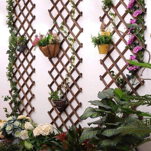 Planet Gates Expanding Wooden Garden Wall Fence Panel Plant Climb Trellis Support Decorative Garden Fence for Home Yard Garden Decoration