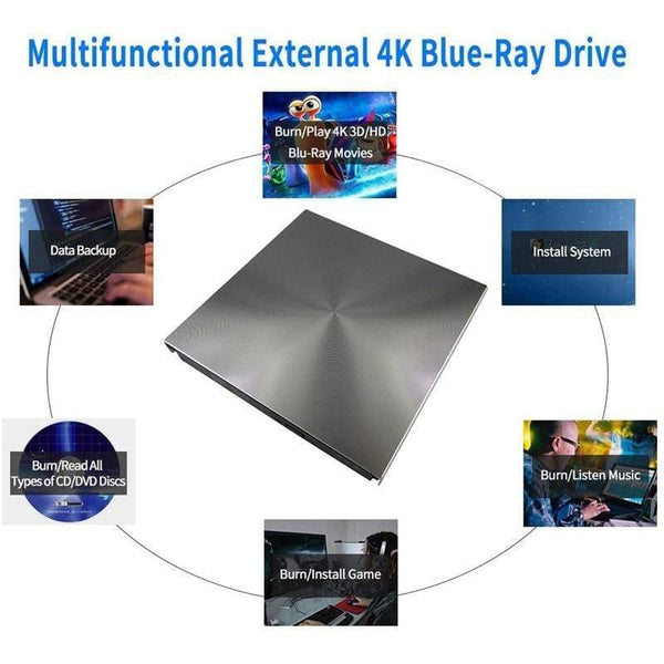 Planet Gates External 3D Blu Ray DVD Drive USB 3.0 BD CD DVD Burner Player Writer Reader for Mac OS Windows 7/8.1/10/Linxus,Laptop,PC