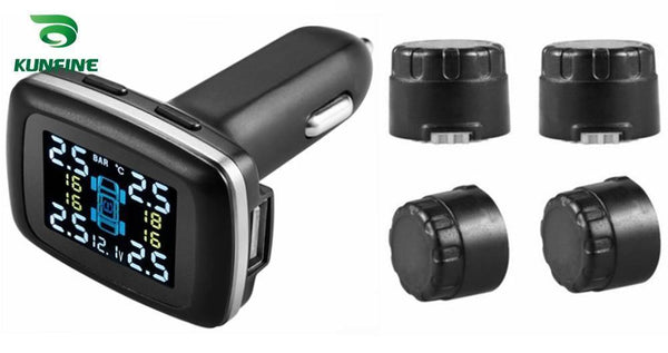 Planet Gates External TPMS Tire Pressure Monitoring System cigarette lighter Digital LCD Display Auto Security Alarm Systems Tyre Pressure