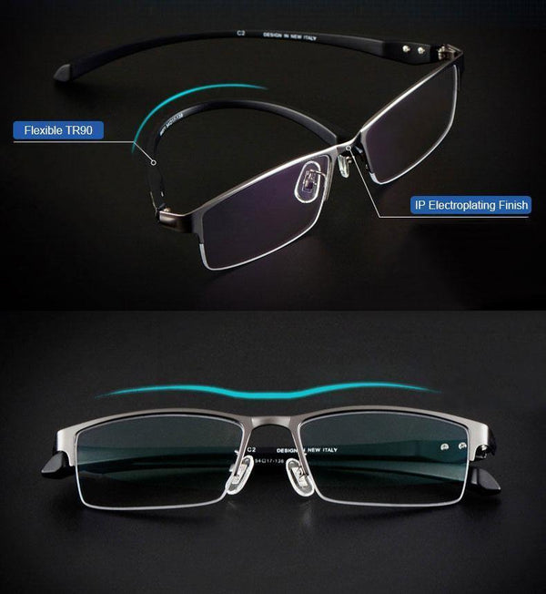 Planet Gates Eyeglasses Frame for Men Eyewear Flexible Temples Legs IP Electroplating Alloy Material,Full Rim and Half Rim