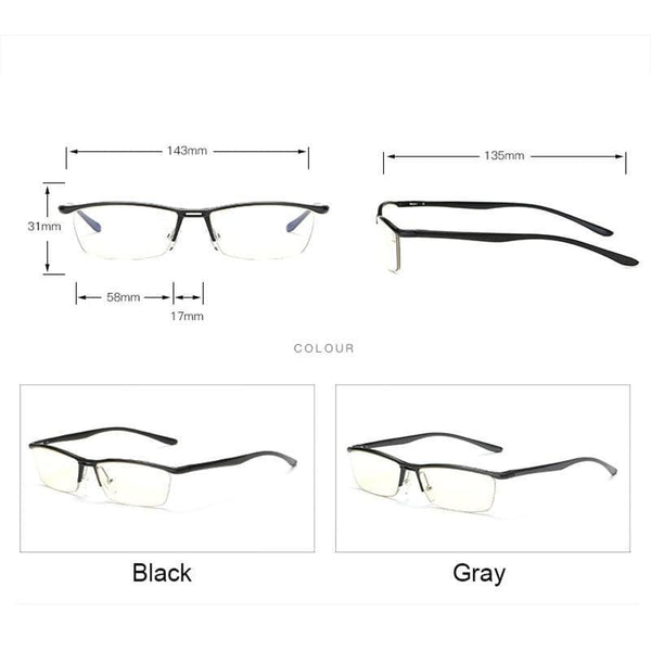 Eyeglasses Optical Glasses Frame for Men Eyewear Prescription Semi-Rim ...