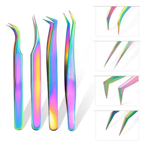 Planet Gates Eyelash Tweezers C TOP Quality Stainless Steel Tweezers Rainbow Color Straight Bend ESD Multifunction Eyelash Tweezers For Nail Sewing DIY