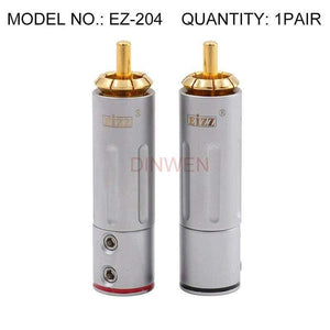 EIZZ High End 24K Gold plated Brass Male RCA Plug Connector Adapter With Lock Hifi Audio Video AMP TV AV DVD Signal Cable DIY