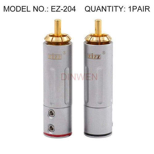 EIZZ High End 24K Gold plated Brass Male RCA Plug Connector Adapter With Lock Hifi Audio Video AMP TV AV DVD Signal Cable DIY