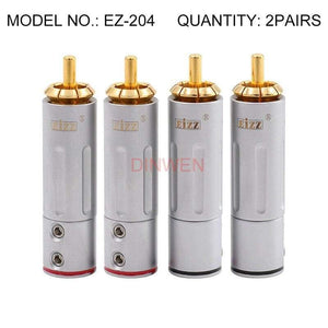 EIZZ High End 24K Gold plated Brass Male RCA Plug Connector Adapter With Lock Hifi Audio Video AMP TV AV DVD Signal Cable DIY