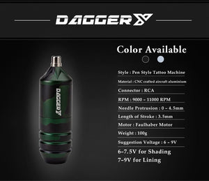 Planet Gates EZ Dagger Y FAULHABER Motor Cartridge Tattoo Machine Pen Lining Shading for Cartridge Needle with 1pcs EZ Master Clip Cord