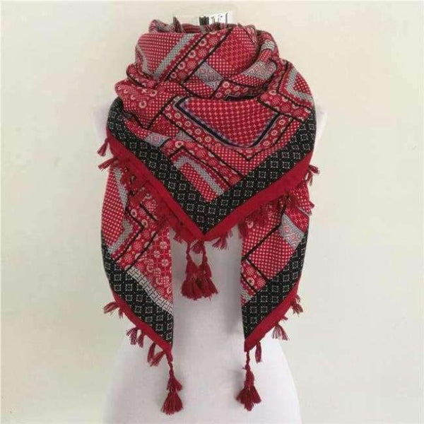 Planet Gates F Black and Red Bandana new fashion woman Scarf square scarves Printed Women Wraps Winter autumn ladies shawl Luxury Brand tassel scarf