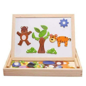 Planet Gates F Cartoon Kids Educational Toys Wooden Puzzles For Children Forest Park Multifunctional Magnetic Puzzles Drawing Board