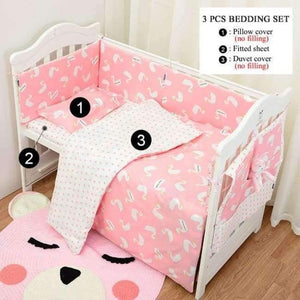 Planet Gates F Duck 3pcs/set Cotton Bedding Set, Fashion Cactus/Flamingo/Fox Pattered Cotton Crib Sets(Duvet Cover+ Pillowcase+Flatsheet)