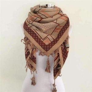 Planet Gates F khaki Bandana new fashion woman Scarf square scarves Printed Women Wraps Winter autumn ladies shawl Luxury Brand tassel scarf