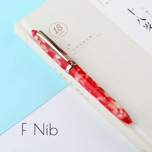 Planet Gates F Nib Red / as picture Business Fountain Pen Acrylic Resin Fine Nib Pen with Box for  Christmas Gift Wedding Signing Office Supplies