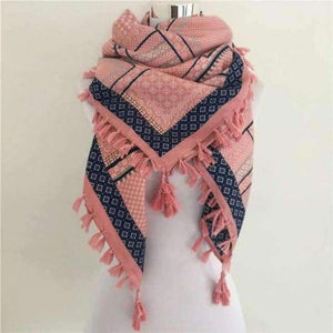 Planet Gates F Pink and Navy Bandana new fashion woman Scarf square scarves Printed Women Wraps Winter autumn ladies shawl Luxury Brand tassel scarf