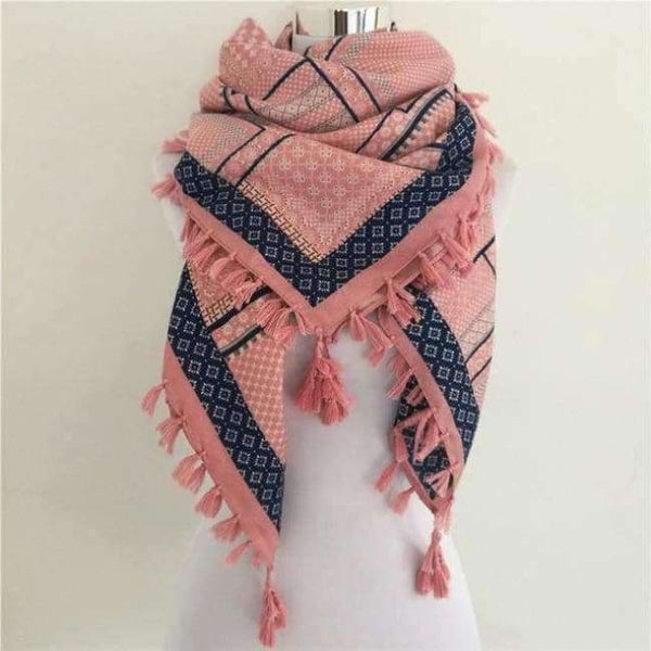 Planet Gates F Pink and Navy Bandana new fashion woman Scarf square scarves Printed Women Wraps Winter autumn ladies shawl Luxury Brand tassel scarf