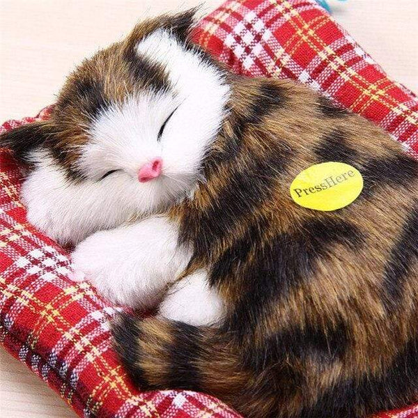 Planet Gates F Stuffed Toys Lovely Simulation Animal Doll Plush Lazy Sleeping Cats Plush Toy with Sound Home Decorations