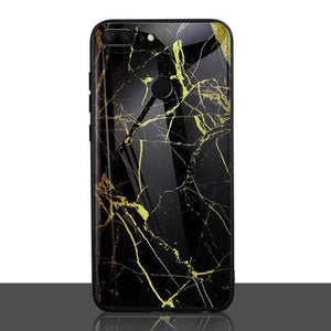 Planet Gates F style / P20 Lite TOMKAS Agate Marble Phone Case for Huawei P20 Lite Case on Honor 9 Lite Soft Edge PC+Glass Back Cover Case on for Huawei P Smart