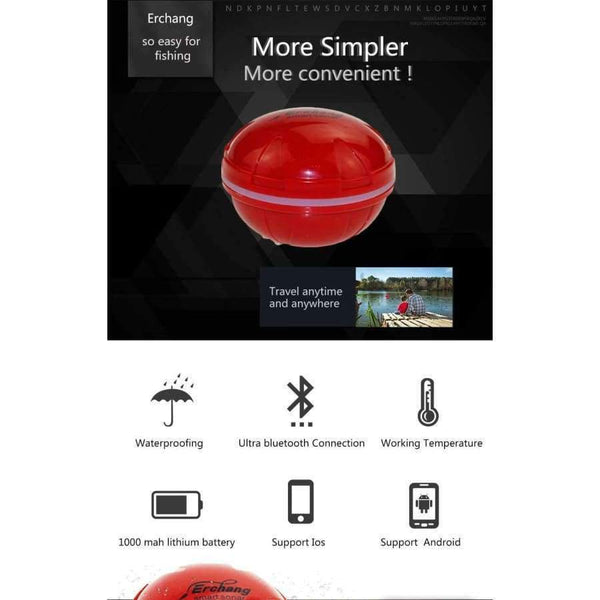 Planet Gates F3W Portable Fish Finder Bluetooth Wireless Echo Sounder Sonar Sensor Depth Fishfinder for Lake Sea Fishing IOS& Android