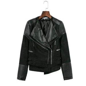 Planet Gates F812 Black / S New Women Autumn Winter PU + Suede Faux Leather Jackets Lady Brown Matte Zippers Coats Vintage Outerwear Blue Wine Red Gray