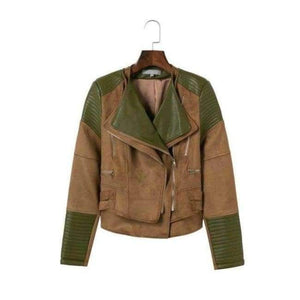 Planet Gates F812 Brown / S New Women Autumn Winter PU + Suede Faux Leather Jackets Lady Brown Matte Zippers Coats Vintage Outerwear Blue Wine Red Gray