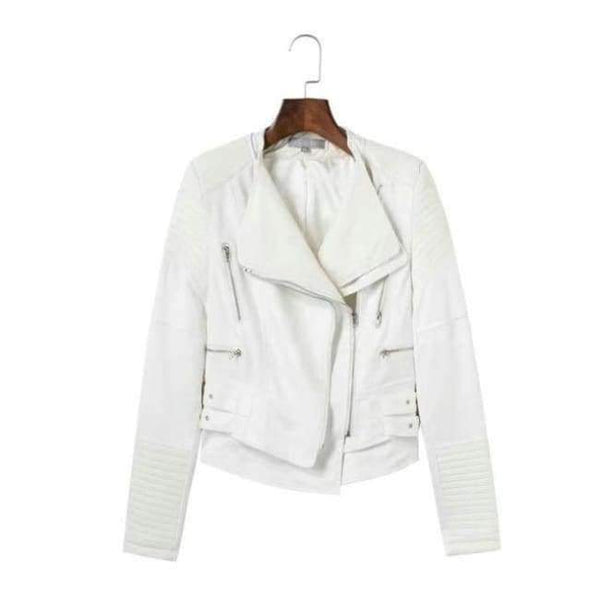 Planet Gates F812 White / S New Women Autumn Winter PU + Suede Faux Leather Jackets Lady Brown Matte Zippers Coats Vintage Outerwear Blue Wine Red Gray