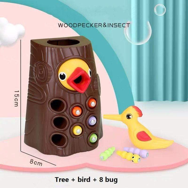 Planet Gates Family Toys Woodpecker Magnetic Catch the Worm Animal Feeding Game Small Birds Children Educate Fishing Toys Set Kids Gift Kit