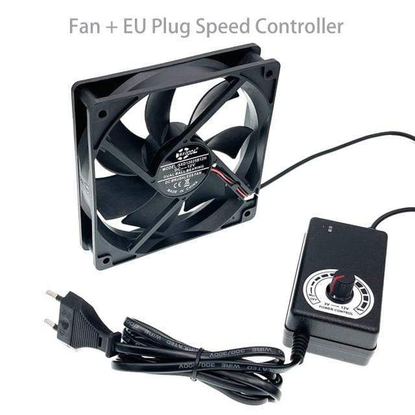 Planet Gates Fan EU Plug 120mm x 25mm 120V 220V AC Powered Cord with Speed Controller DC 3V to 12V, for Router Receiver DVR Xbox 12cm Cooling Fan