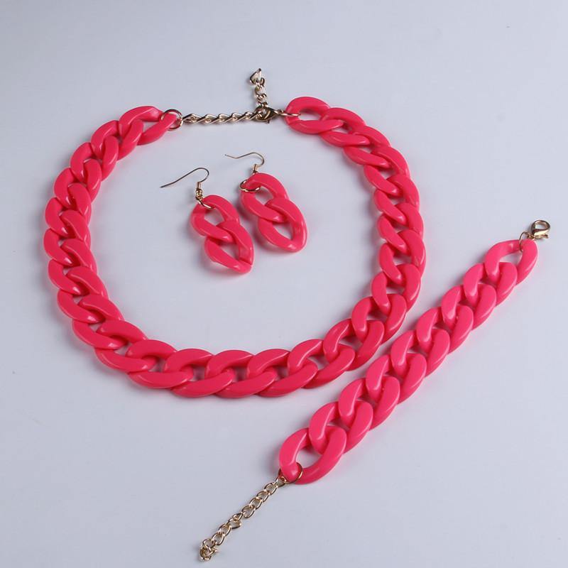 Fashion Acrylic Long Chain Necklace Bohemian Chunky Plastic Choker Collar Necklace Pendant For Women Bijoux Fashion Accessories