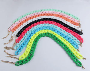 Fashion Acrylic Long Chain Necklace Bohemian Chunky Plastic Choker Collar Necklace Pendant For Women Bijoux Fashion Accessories