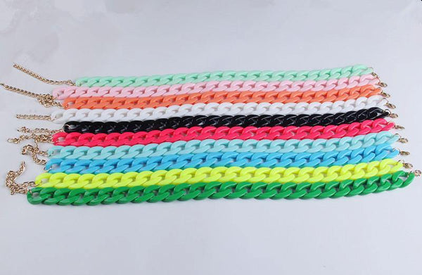 Fashion Acrylic Long Chain Necklace Bohemian Chunky Plastic Choker Collar Necklace Pendant For Women Bijoux Fashion Accessories