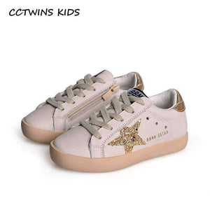 Planet Gates Fashion Baby Girl Sport Star Gold Shoe Kid Glitter Sneaker Children Leather Breathable Trainer FSL2239