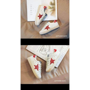 Planet Gates Fashion Baby Girl Sport Star Gold Shoe Kid Glitter Sneaker Children Leather Breathable Trainer FSL2239