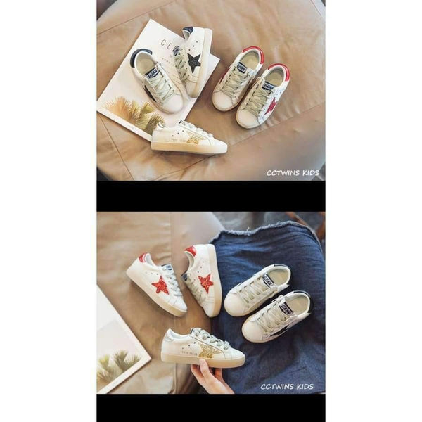 Planet Gates Fashion Baby Girl Sport Star Gold Shoe Kid Glitter Sneaker Children Leather Breathable Trainer FSL2239