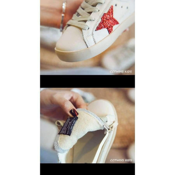 Planet Gates Fashion Baby Girl Sport Star Gold Shoe Kid Glitter Sneaker Children Leather Breathable Trainer FSL2239