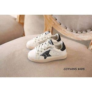 Planet Gates Fashion Baby Girl Sport Star Gold Shoe Kid Glitter Sneaker Children Leather Breathable Trainer FSL2239