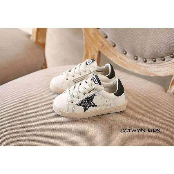 Planet Gates Fashion Baby Girl Sport Star Gold Shoe Kid Glitter Sneaker Children Leather Breathable Trainer FSL2239