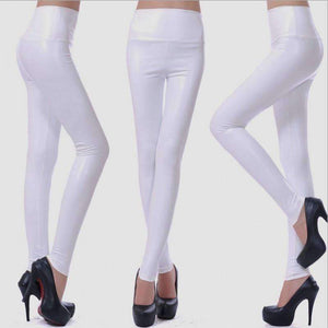 Planet Gates Fashion Black PU Leather Leggings Pants For Female Plus Size Autumn Spring Sexy Stretch Slim Skinny Legging Trousers F80