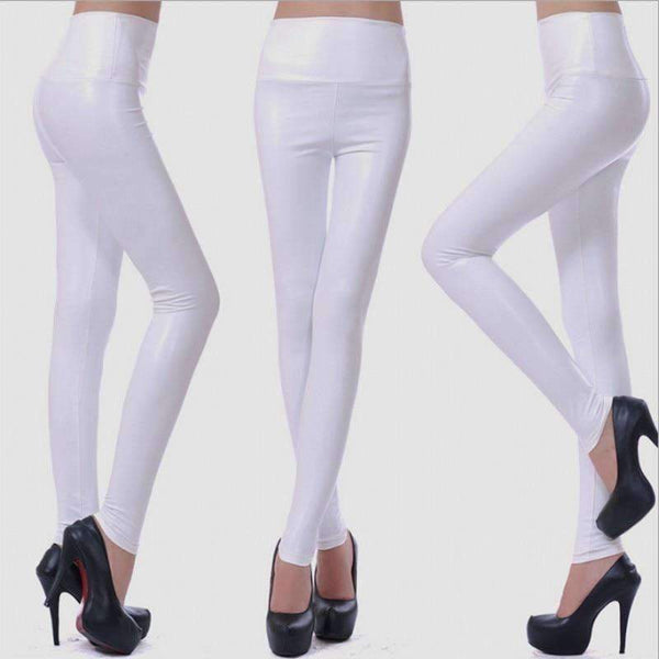 Planet Gates Fashion Black PU Leather Leggings Pants For Female Plus Size Autumn Spring Sexy Stretch Slim Skinny Legging Trousers F80