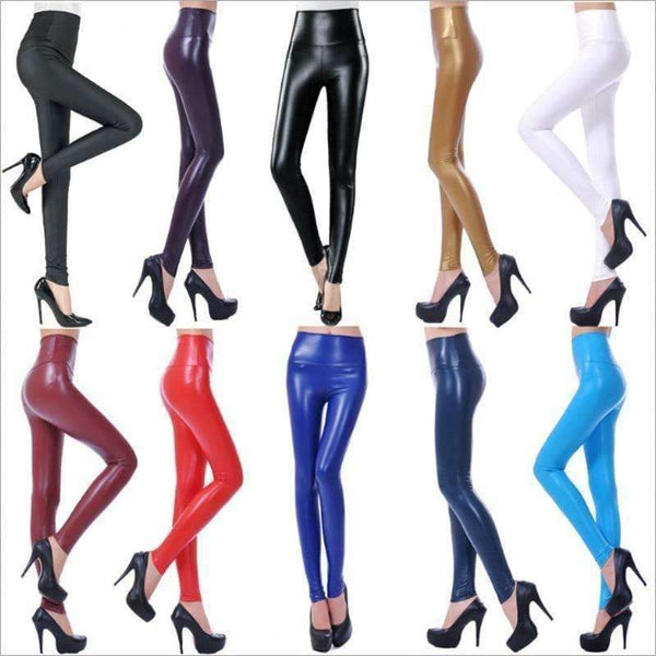 Planet Gates Fashion Black PU Leather Leggings Pants For Female Plus Size Autumn Spring Sexy Stretch Slim Skinny Legging Trousers F80