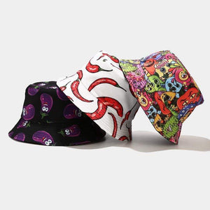 Planet Gates Fashion Cartoon Printed Cute Bucket Hat Summer Reversible Fishermant Hat For Women Men Street Hip Hop Fishing Cap Gorro