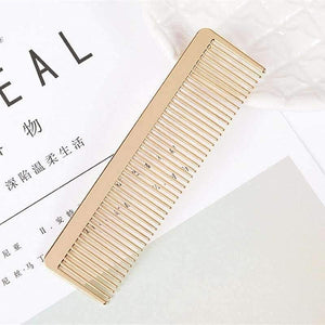 Planet Gates Fashion Champaign Gold Alloy Hair Comb Detangle Hairdressing Brush Anti Hair Loss Metal Comb Salon Hair Care Styling Tool