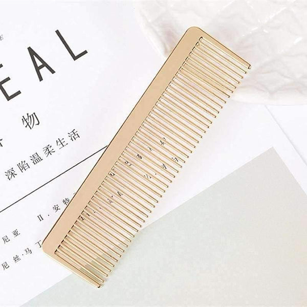Planet Gates Fashion Champaign Gold Alloy Hair Comb Detangle Hairdressing Brush Anti Hair Loss Metal Comb Salon Hair Care Styling Tool
