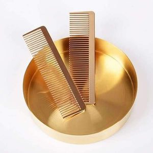 Planet Gates Fashion Champaign Gold Alloy Hair Comb Detangle Hairdressing Brush Anti Hair Loss Metal Comb Salon Hair Care Styling Tool