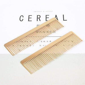 Planet Gates Fashion Champaign Gold Alloy Hair Comb Detangle Hairdressing Brush Anti Hair Loss Metal Comb Salon Hair Care Styling Tool