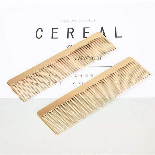 Planet Gates Fashion Champaign Gold Alloy Hair Comb Detangle Hairdressing Brush Anti Hair Loss Metal Comb Salon Hair Care Styling Tool
