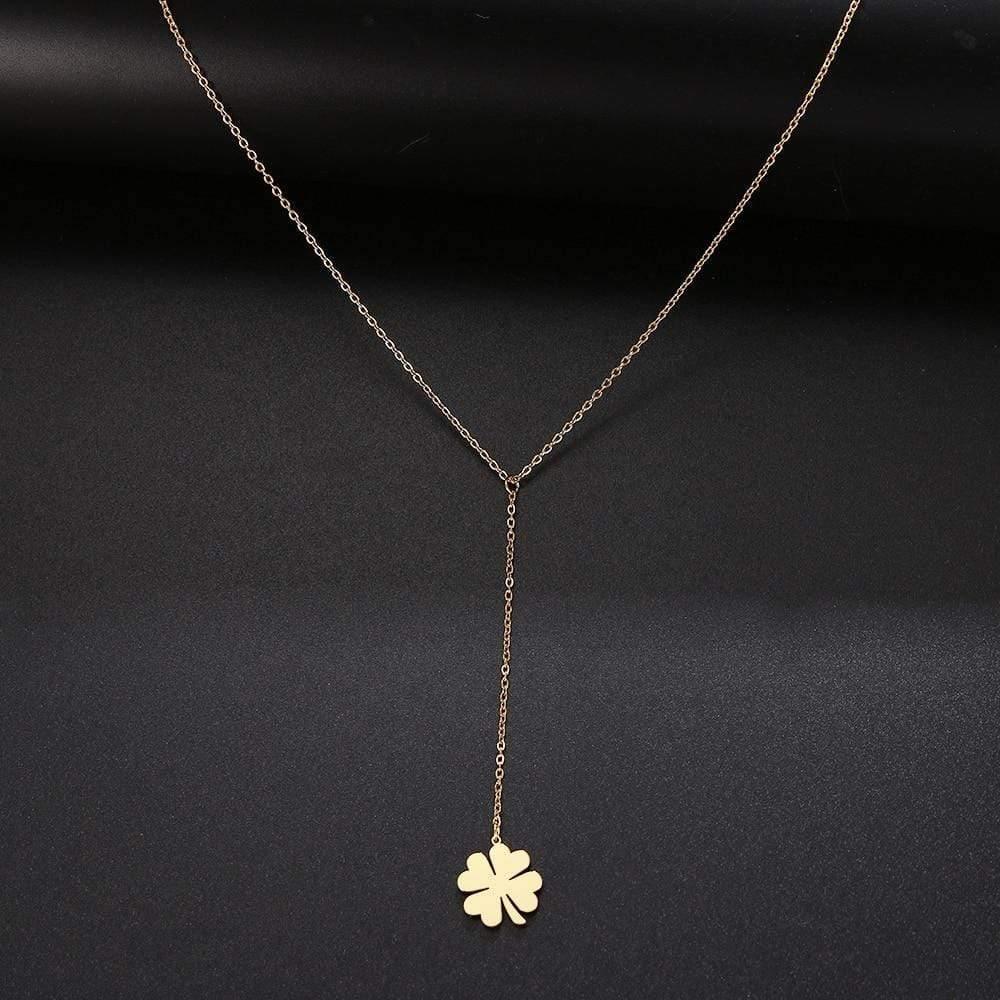 Fashion Clover Pendant Gold For Women Metal Chain Necklace Party Charm Stainless Steel Jewelry Accessories Gifts