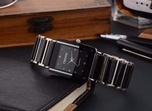 Planet Gates Fashion Couple Watches Women Men  Lover's Wristwatch  Unique Rhinestone Ceramics Black Casual Quartz Best Gift 2 Piece