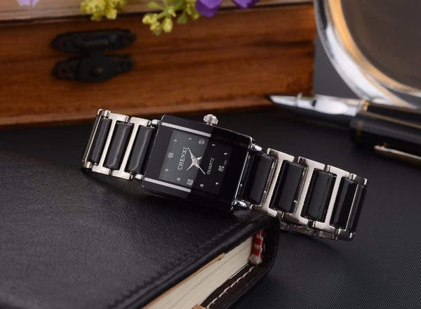 Planet Gates Fashion Couple Watches Women Men  Lover's Wristwatch  Unique Rhinestone Ceramics Black Casual Quartz Best Gift 2 Piece