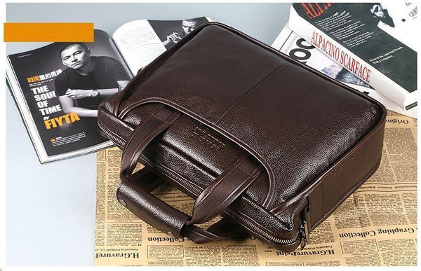 Planet Gates Fashion cowhide male commercial briefcase /Real Leather vintage men's messenger bag/casual Natural Cowskin Business bag