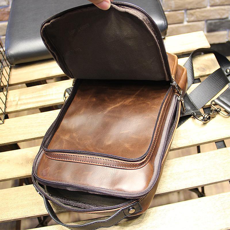 Planet Gates Fashion Crazy Horse chest bag male Korean tide chest pack men bag