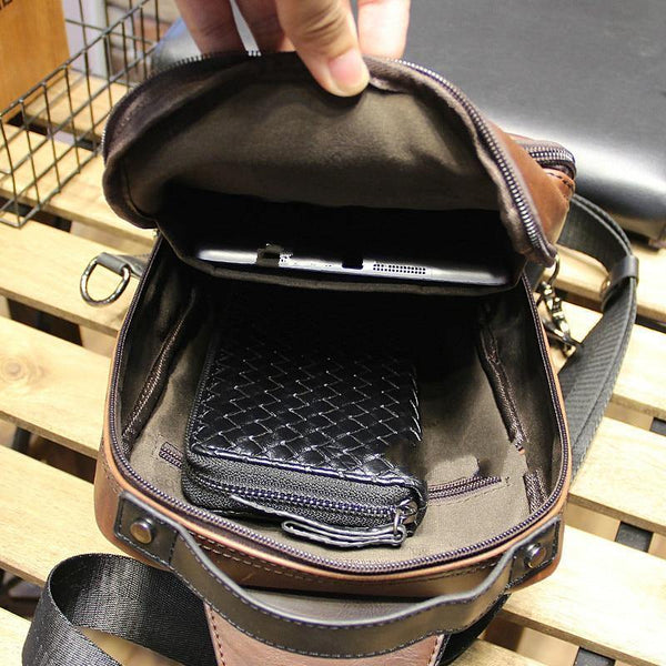 Planet Gates Fashion Crazy Horse chest bag male Korean tide chest pack men bag