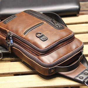 Planet Gates Fashion Crazy Horse chest bag male Korean tide chest pack men bag